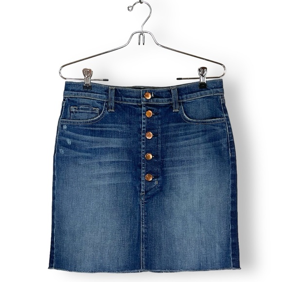 J. Brand Rosalie Mini Denim Skirt Button Fly in Dark Wash - Picture 2 of 9